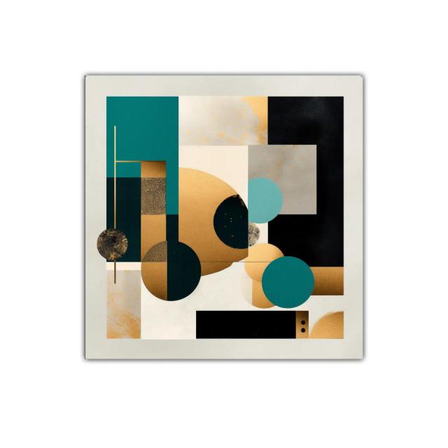 Composición abstracta con tonos dorados y azul profundo