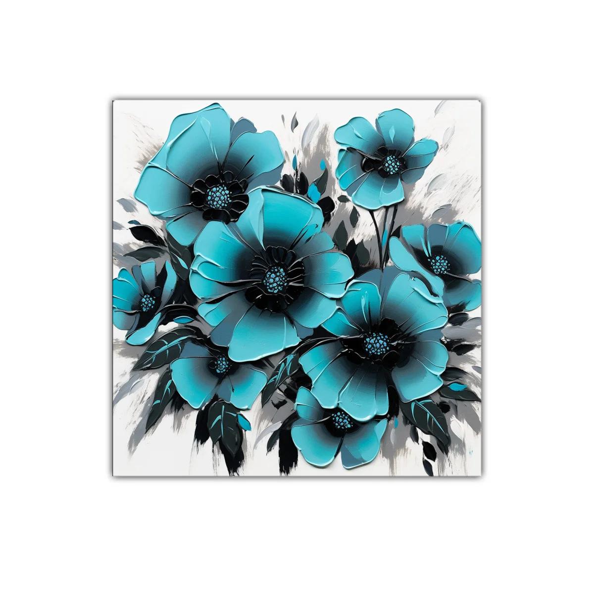 Impresionante cuadro decorativo con flores azules vibrantes