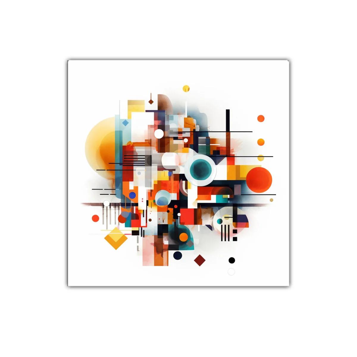 Composición abstracta con formas geométricas y colores vibrantes