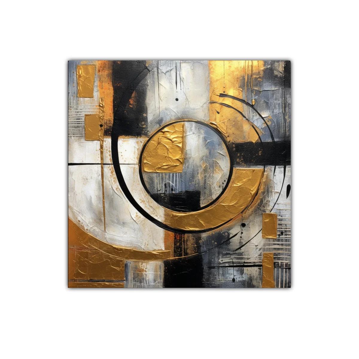 Composición abstracta con círculos y tonos dorados — imagen principal
