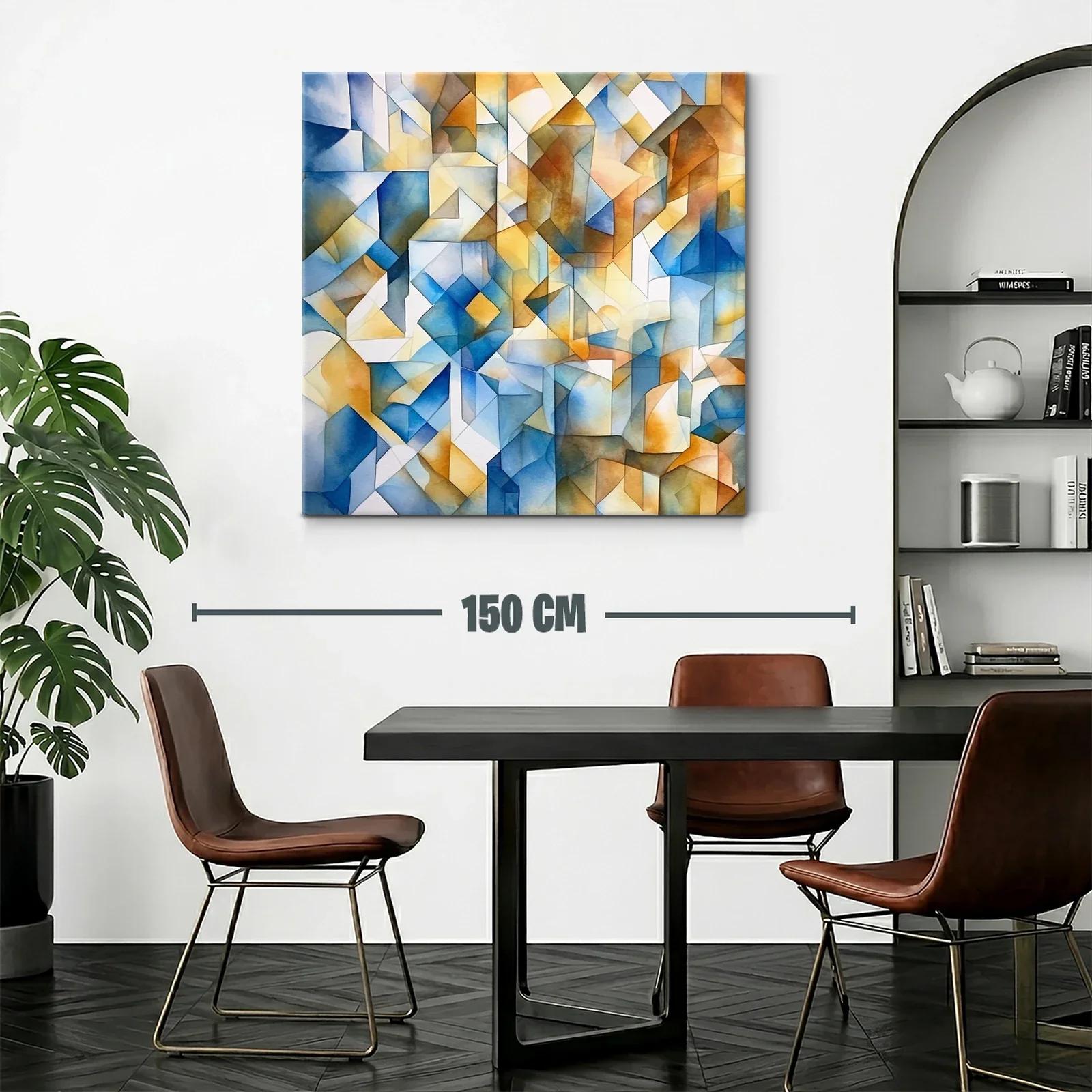 Composición abstracta con tonos azules y ocres cálidos — miniatura 2