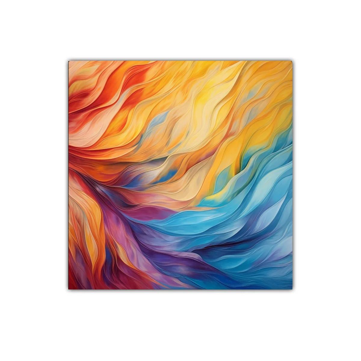 Cuadro abstracto en vibrantes tonos cálidos y fríos — imagen principal