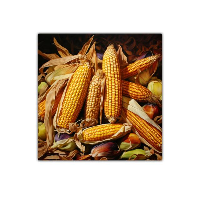Cuadro Decorativo con Mazorcas de Maíz en Tonos Cálidos