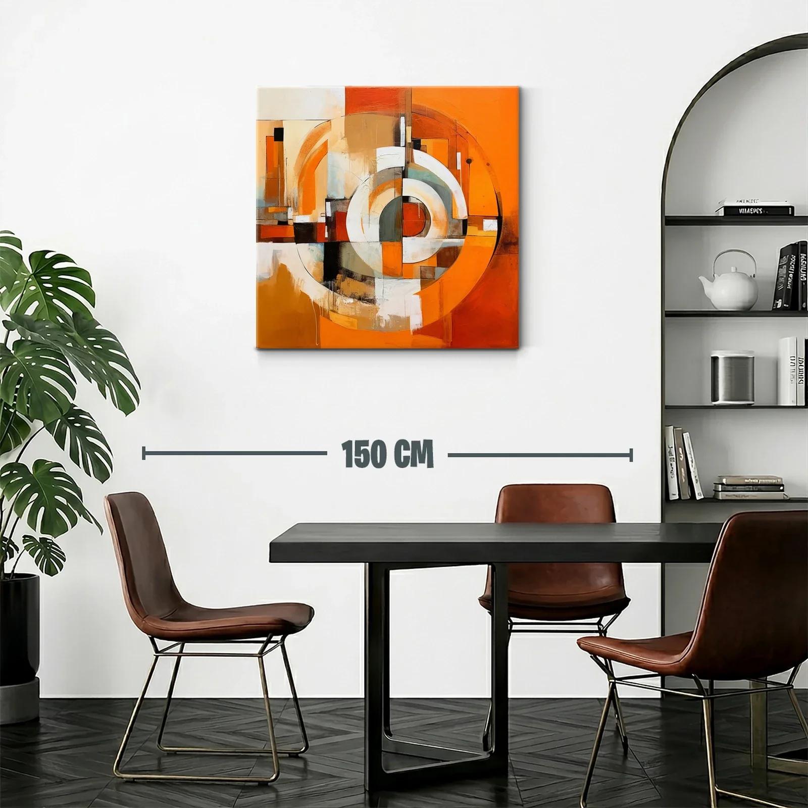 Cuadro abstracto con círculos y paleta cálida vibrante — miniatura 2