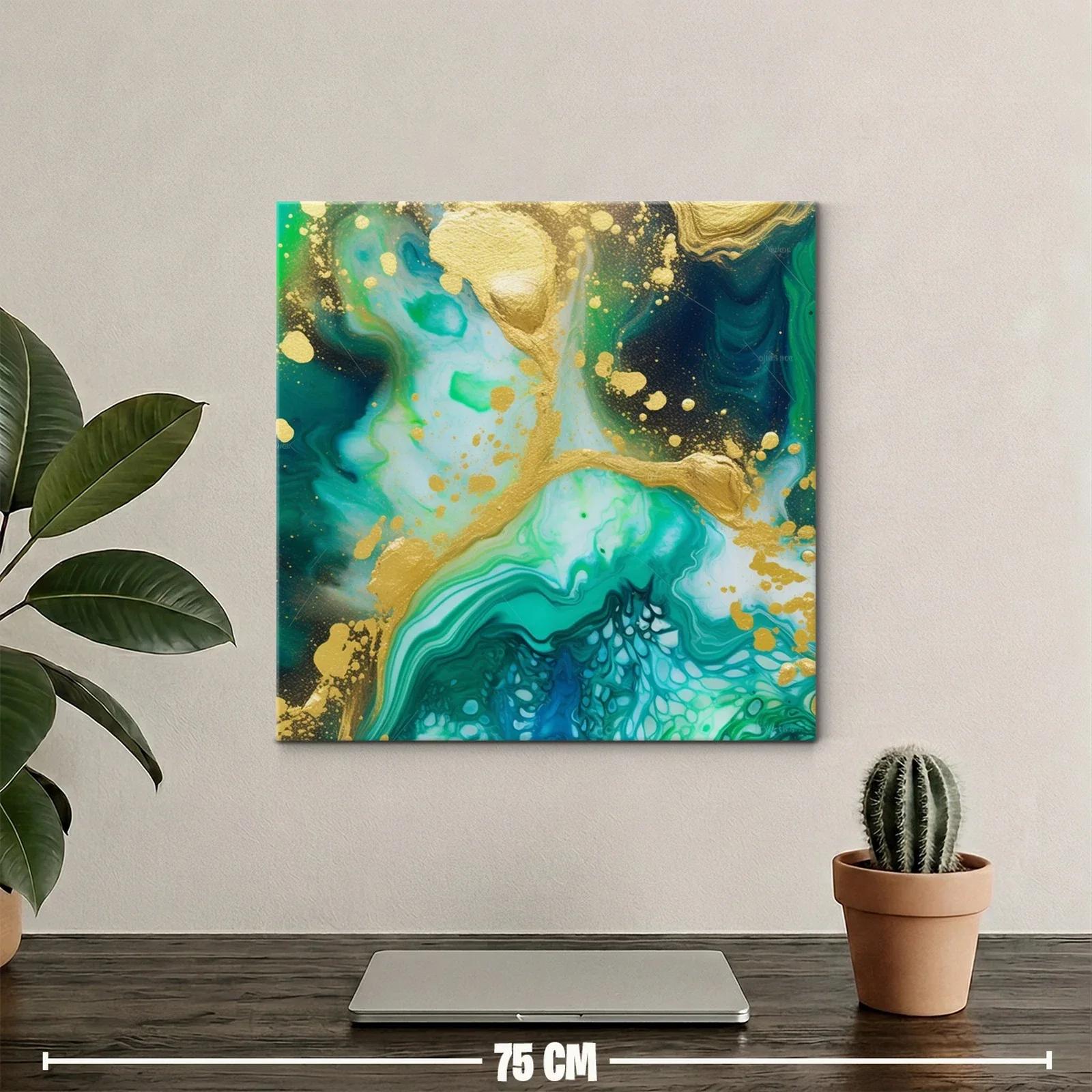 Composición abstracta en tonos verdes y dorados vibrantes — miniatura 2