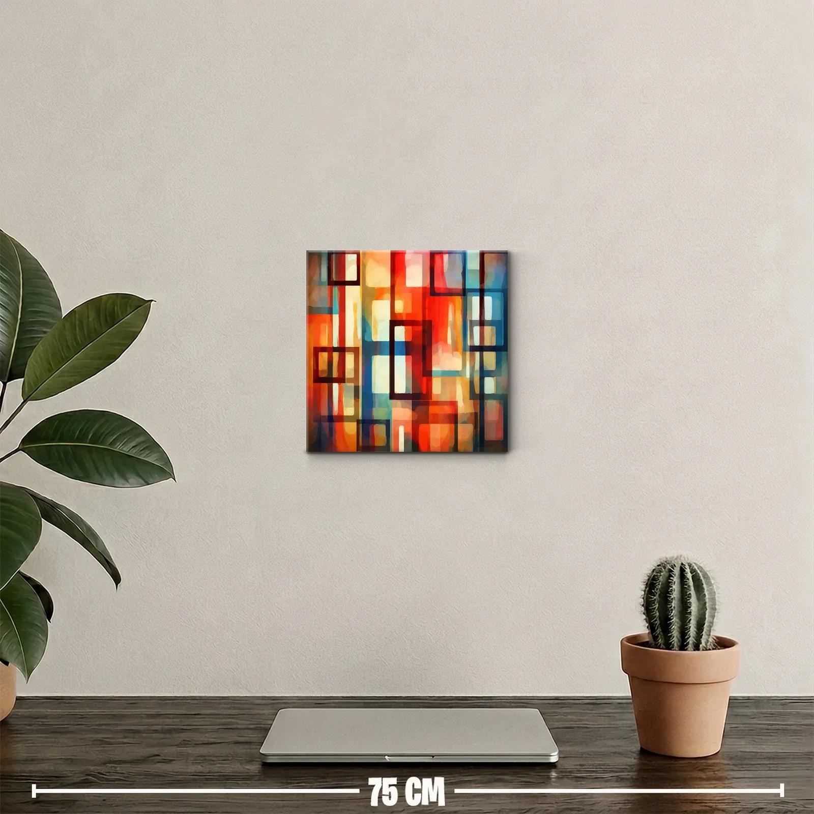 Cuadro abstracto con formas geométricas y tonos cálidos — miniatura 2