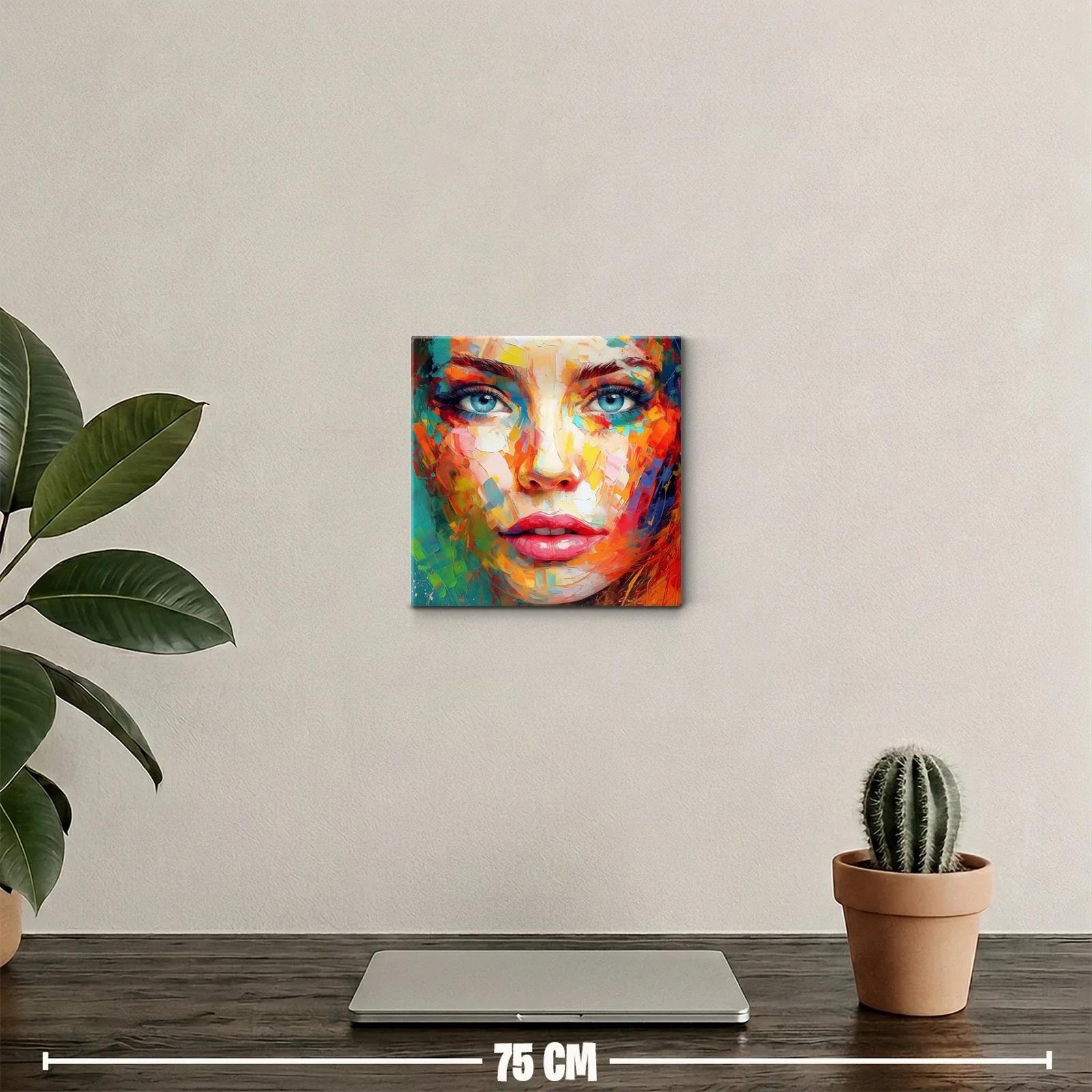 Retrato vibrante con rostro femenino y ojos azules profundos — miniatura 2