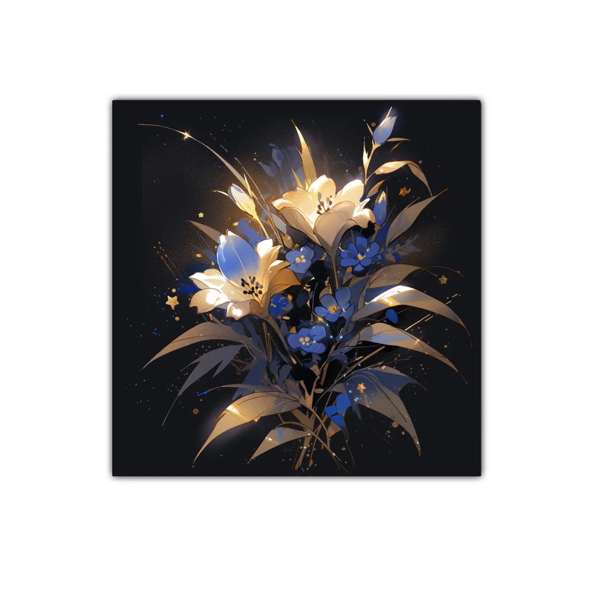 Elegancia floral en tonos dorados y azules — imagen principal