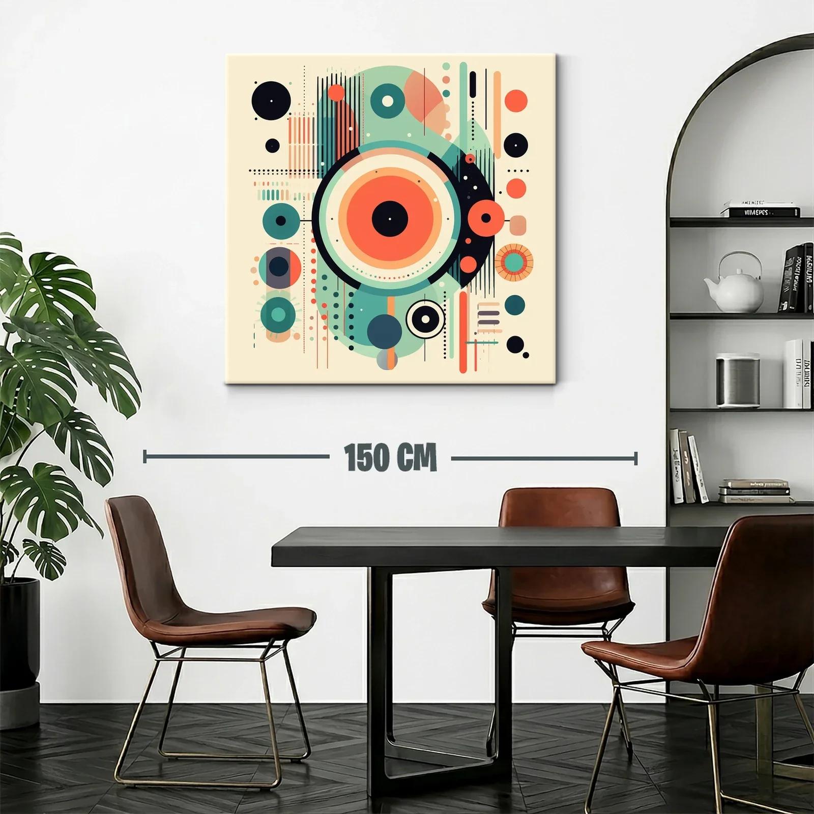 Cuadro Abstracto con Formas Circulares en Tonos Cálidos y Fríos — miniatura 2