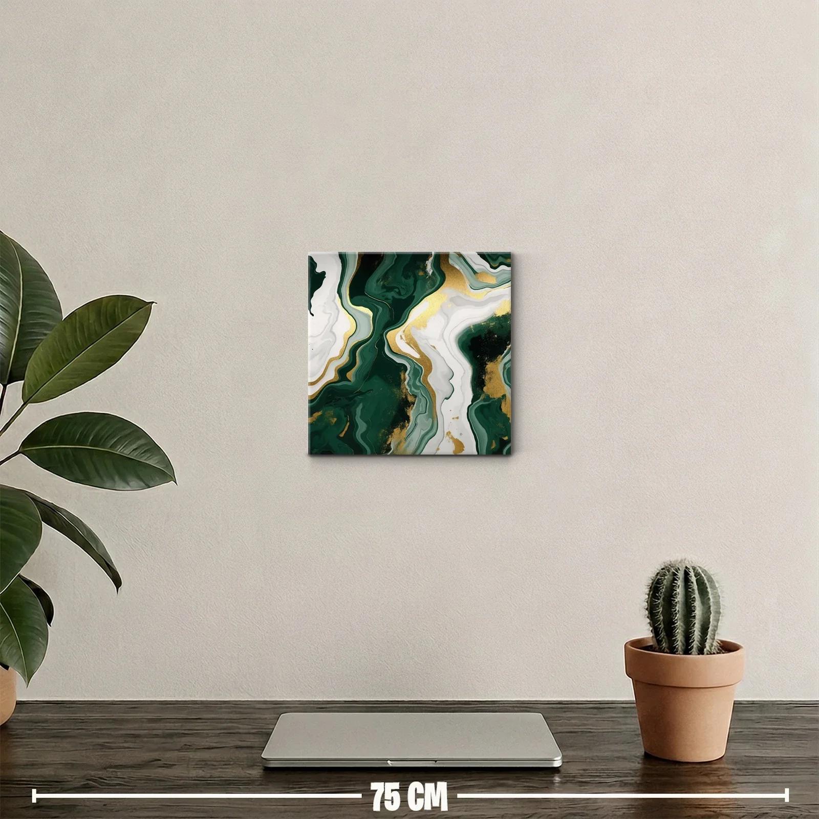 Cuadro decorativo con vetas verdes y doradas elegantes — miniatura 2