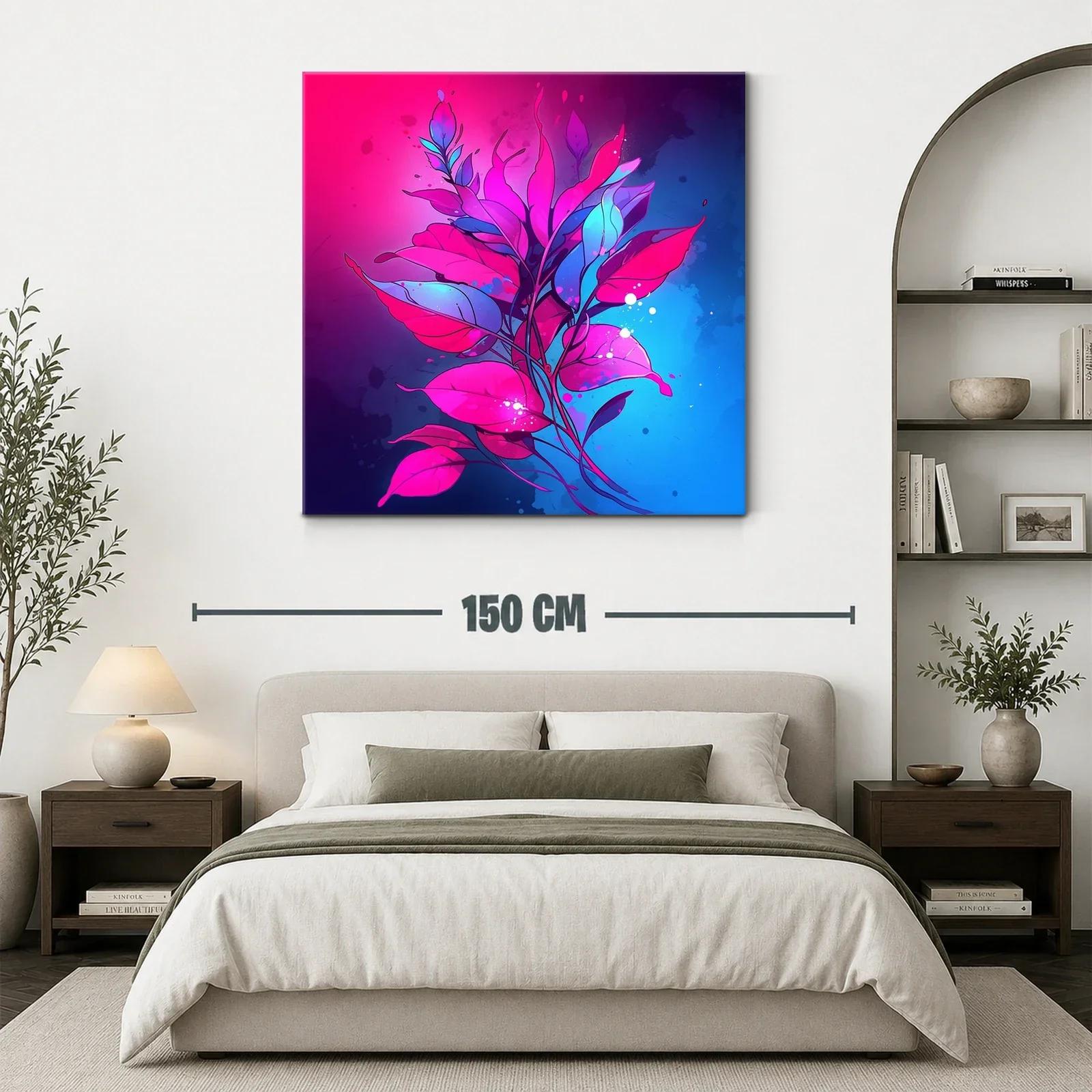 Composición vibrante de hojas en tonos fucsia y azul — miniatura 3