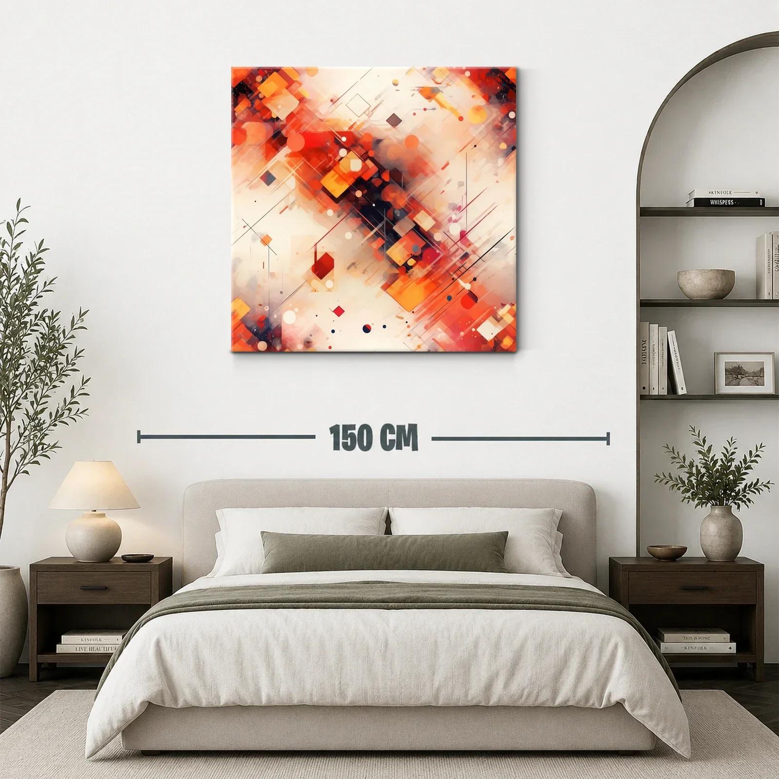 Composición abstracta con tonos cálidos y líneas dinámicas — miniatura 3