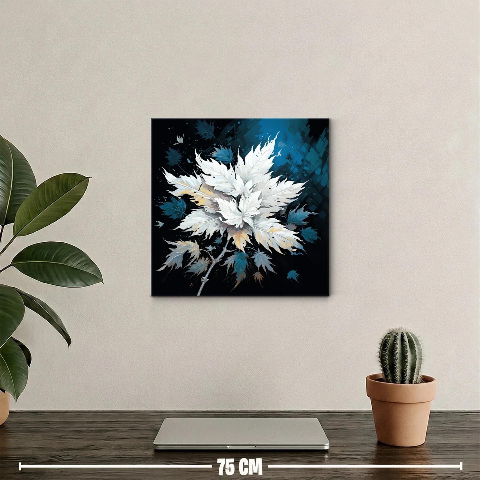 Ramo de hojas blancas con fondo azul oscuro elegante — miniatura 2