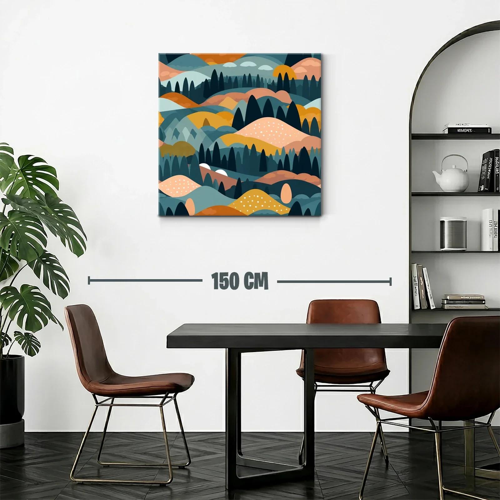 Paisaje abstracto de colinas y bosques en tonos cálidos — miniatura 2