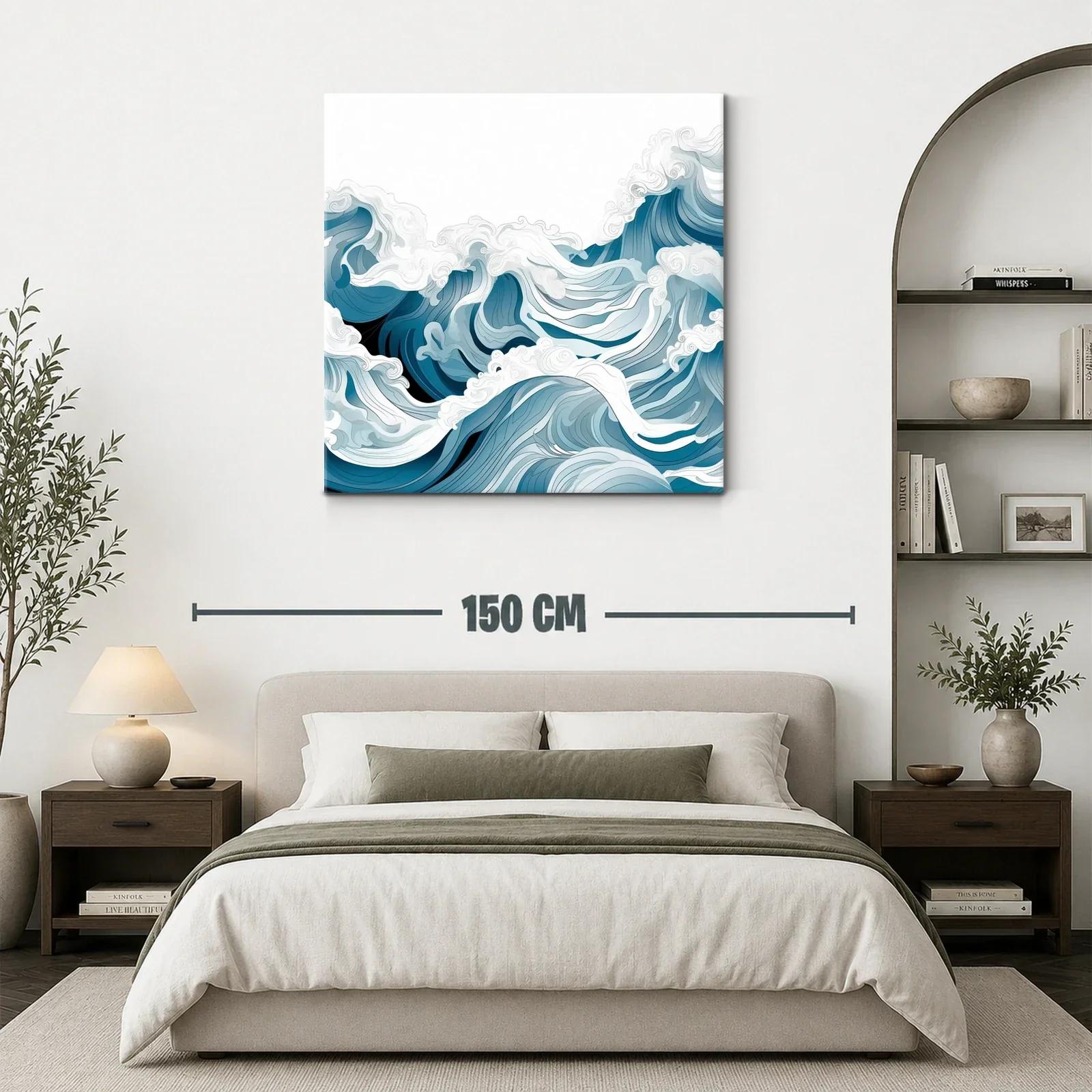 Movimiento fluido de olas en paleta azul y blanco — miniatura 3