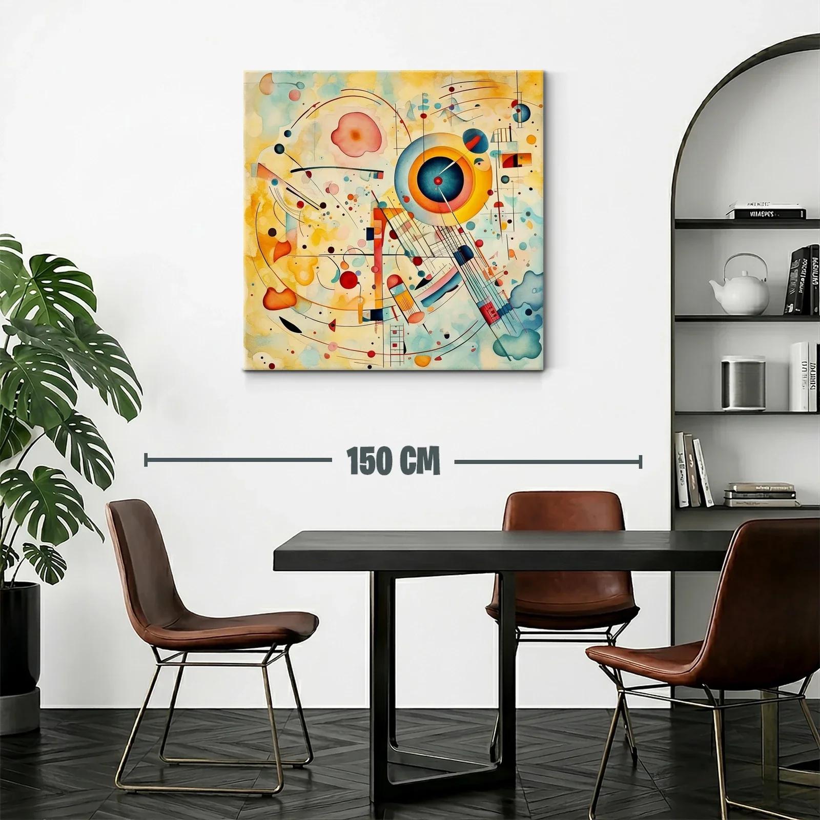 Cuadro abstracto con formas circulares y líneas dinámicas — miniatura 2