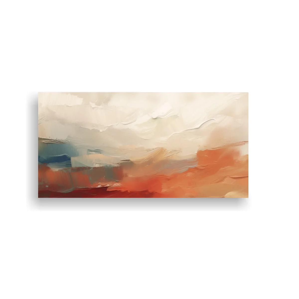 Cuadro paisaje abstracto panorámico en beige y coral — imagen principal