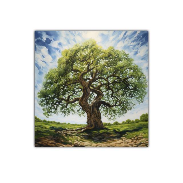 Árbol majestuoso con cielo nublado en paisaje abierto
