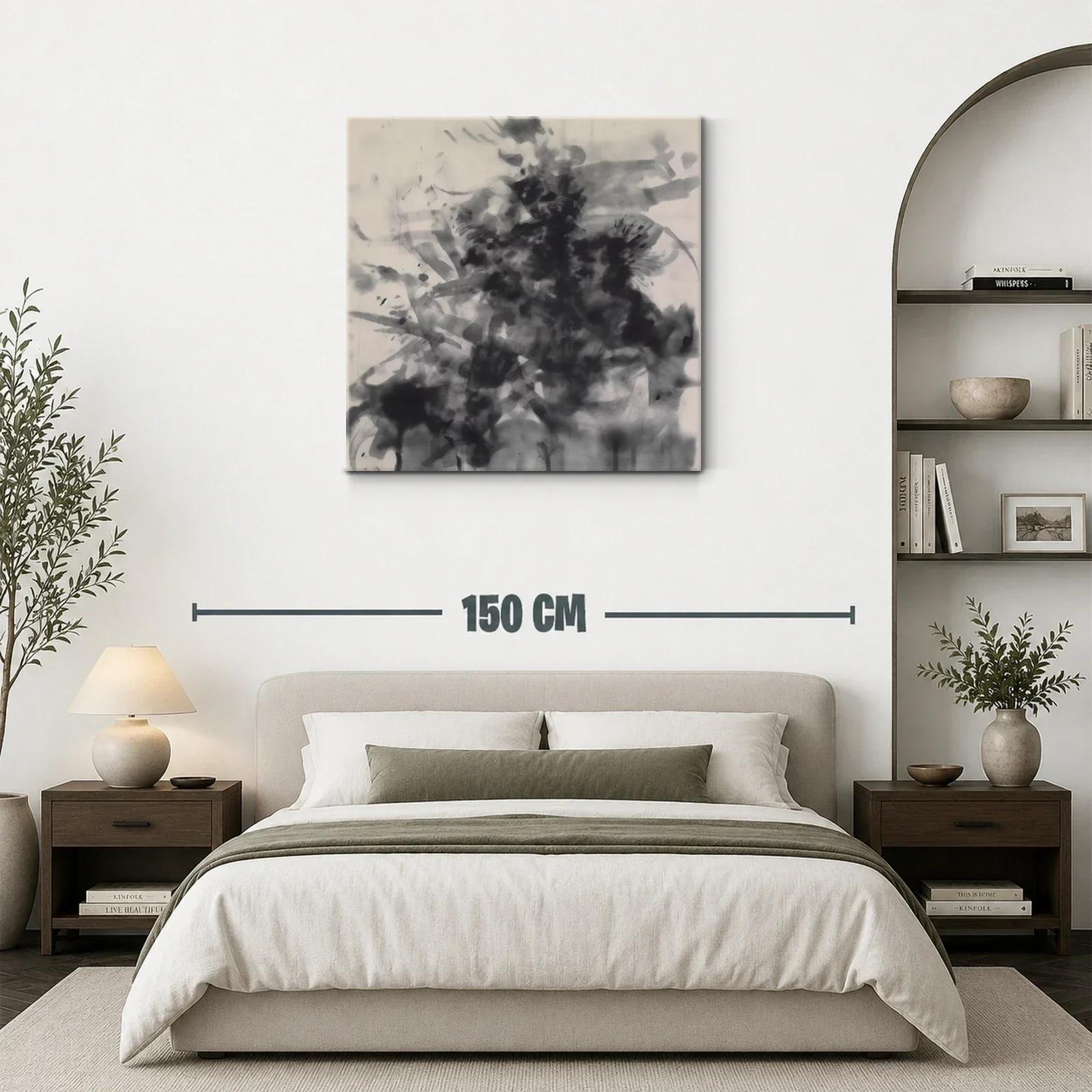 Cuadro abstracto en tonos grises para ambientes modernos — miniatura 3