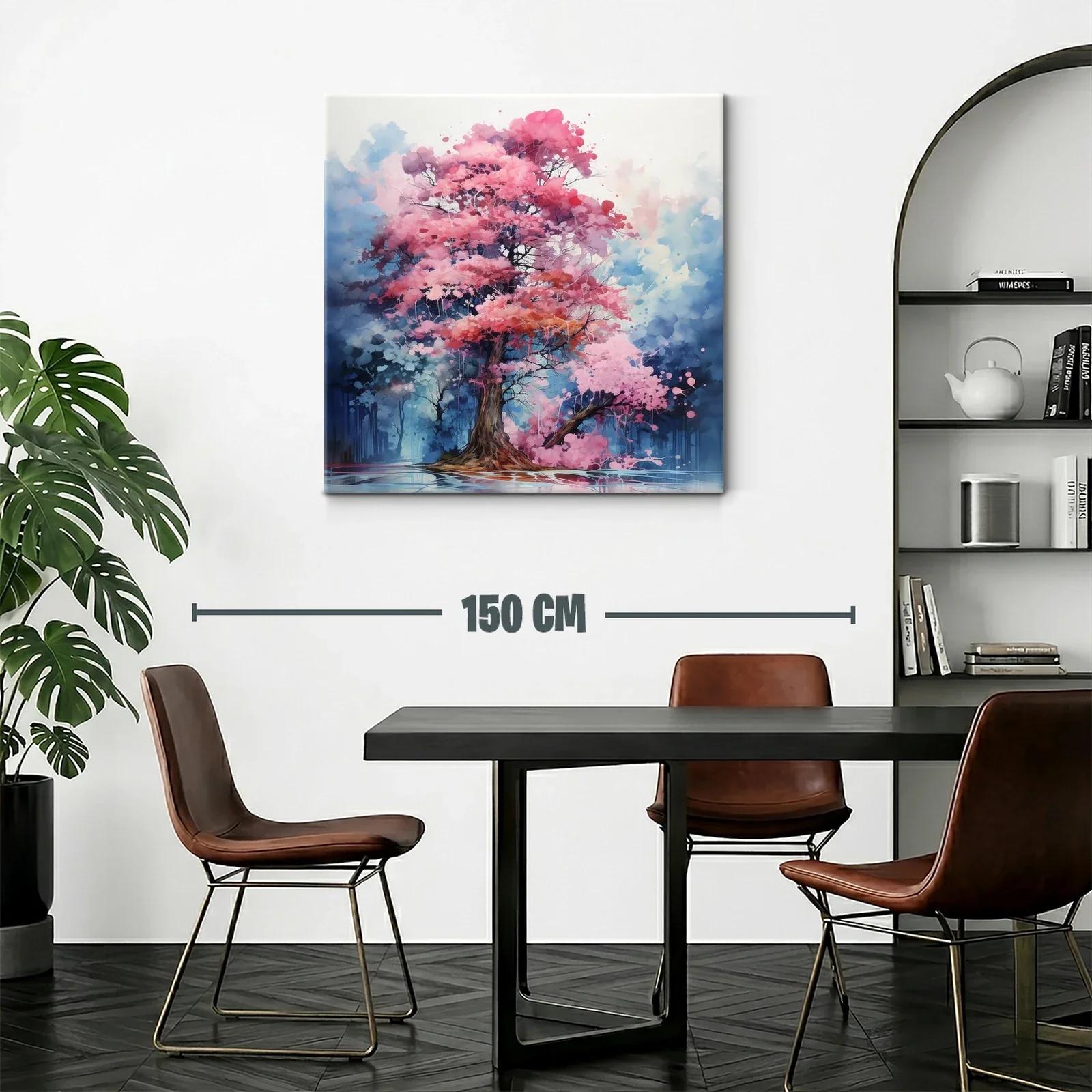 Árbol con flores en tonos rosas y fondo azul etéreo — miniatura 2