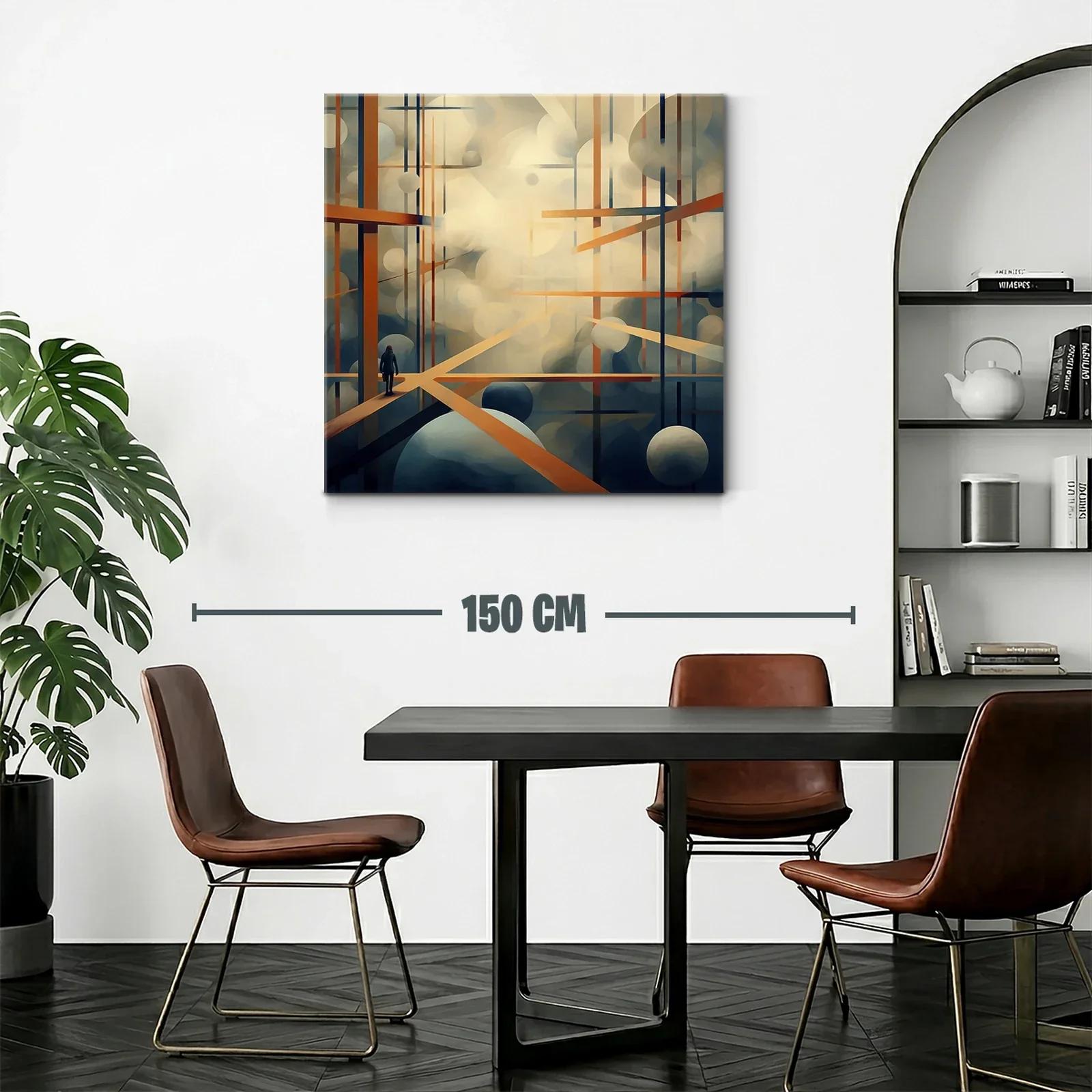 Composición abstracta con líneas y esferas en tonos cálidos — miniatura 2