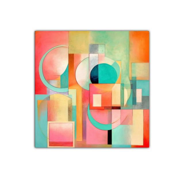 Composición abstracta con formas geométricas y colores cálidos