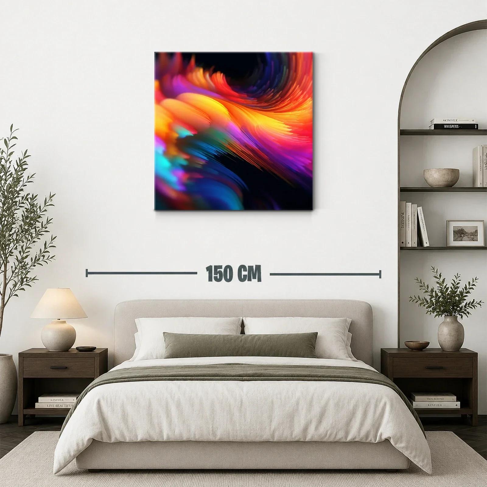 Cuadro abstracto en vibrantes tonos cálidos y fríos — miniatura 3