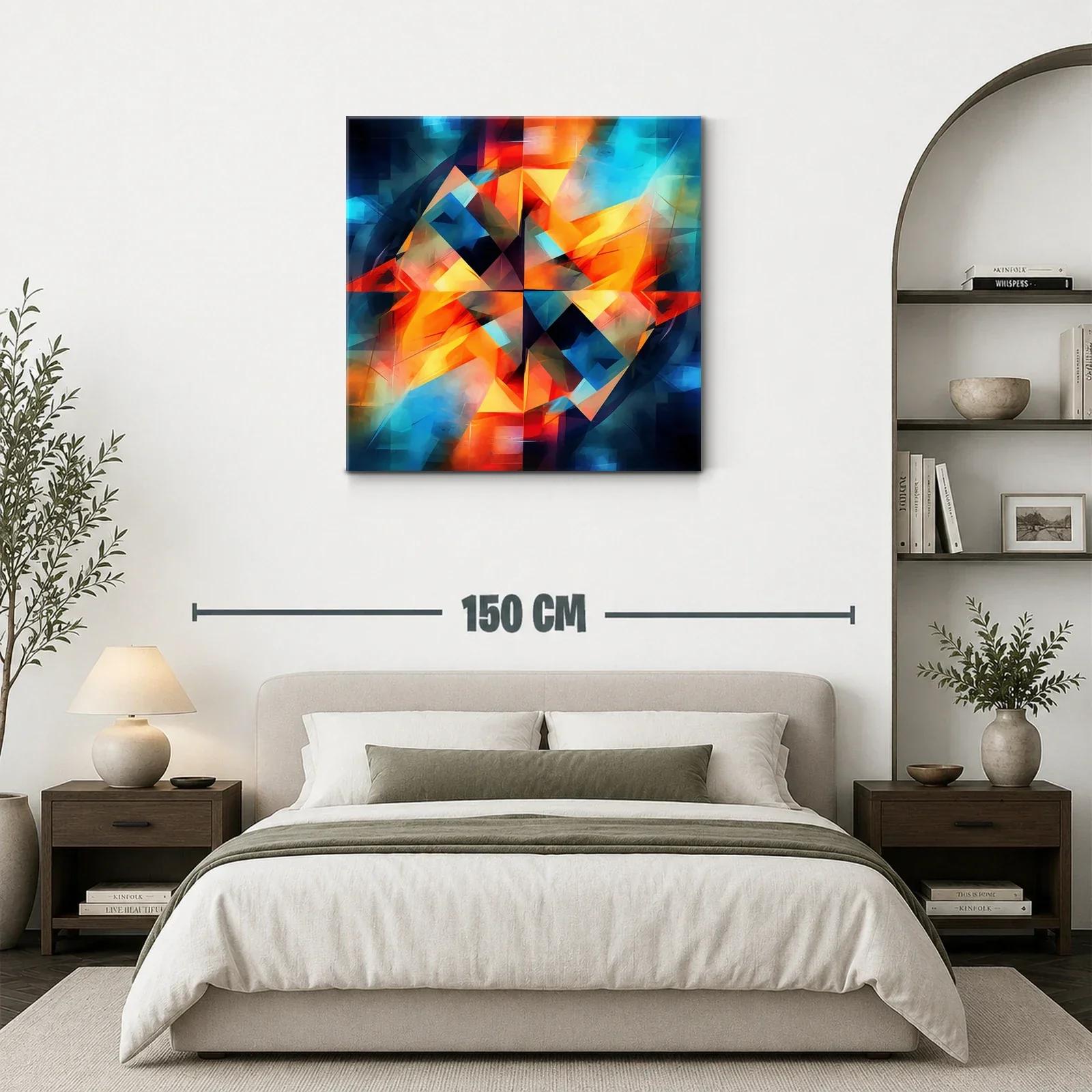 Cuadro abstracto con vibrantes tonos cálidos y fríos — miniatura 3