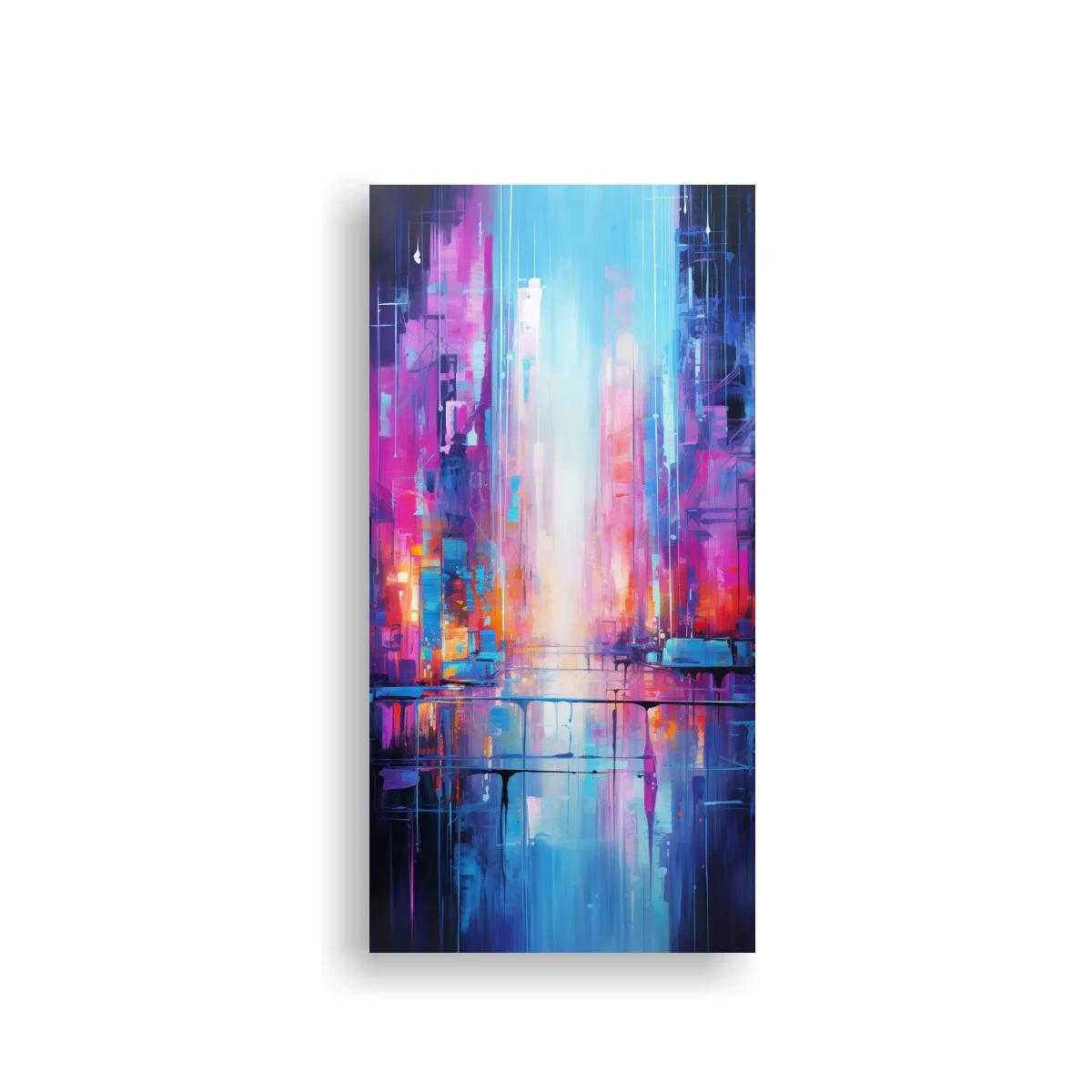 Cuadro ciudad abstracta con reflejo en el agua