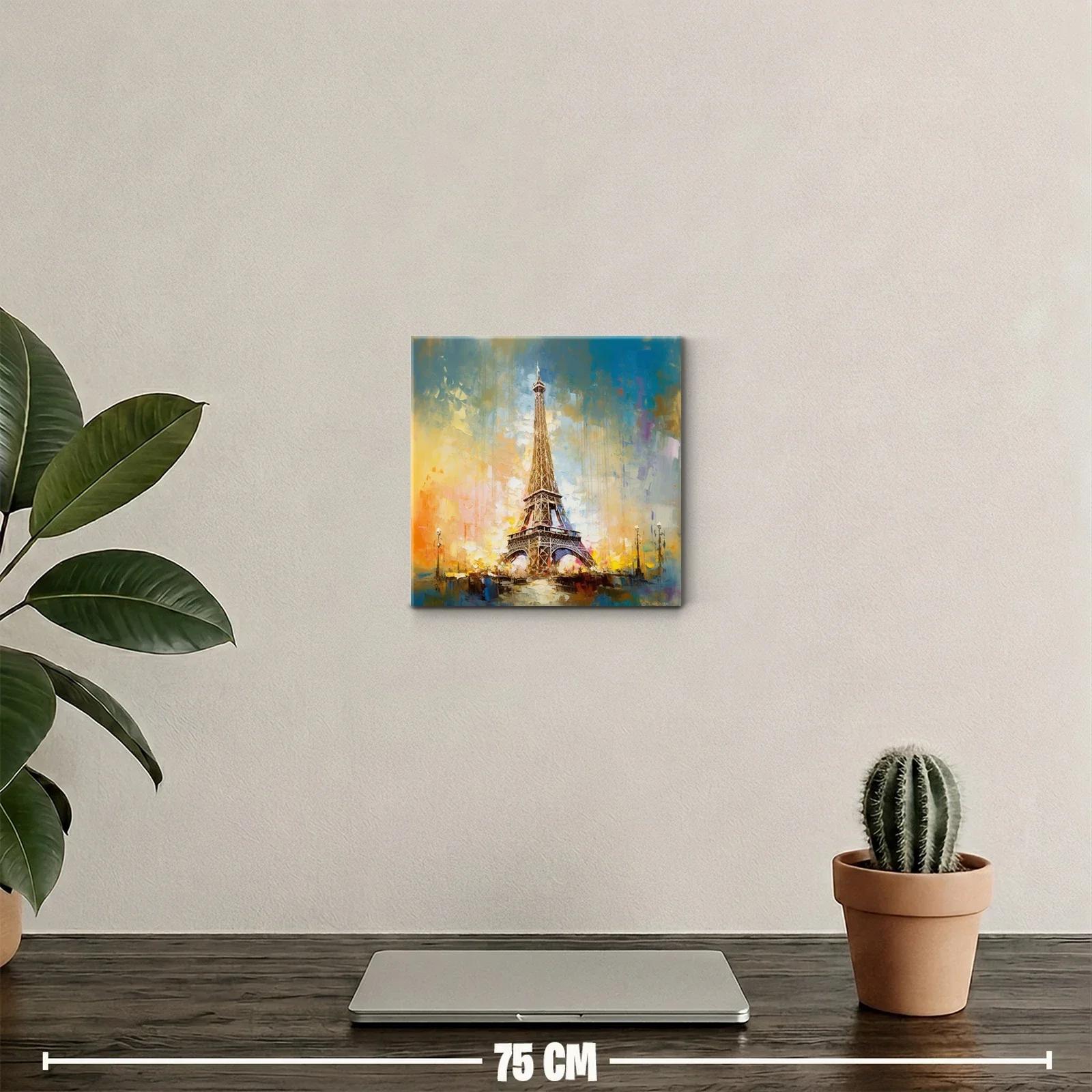 Cuadro Torre Eiffel con tonos cálidos y cielo azul brillante — miniatura 2
