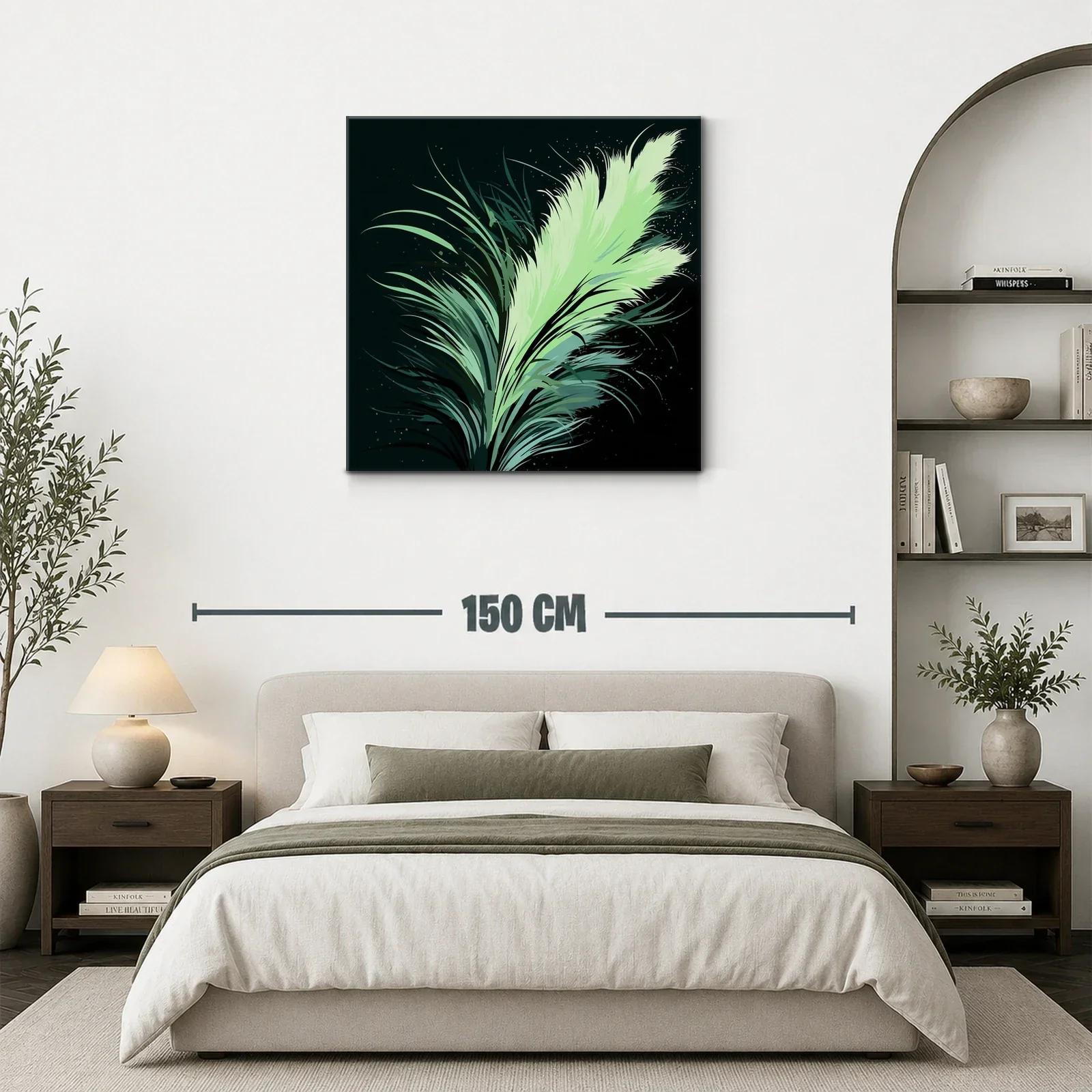 Pluma Verde en Movimiento sobre Fondo Oscuro — miniatura 3