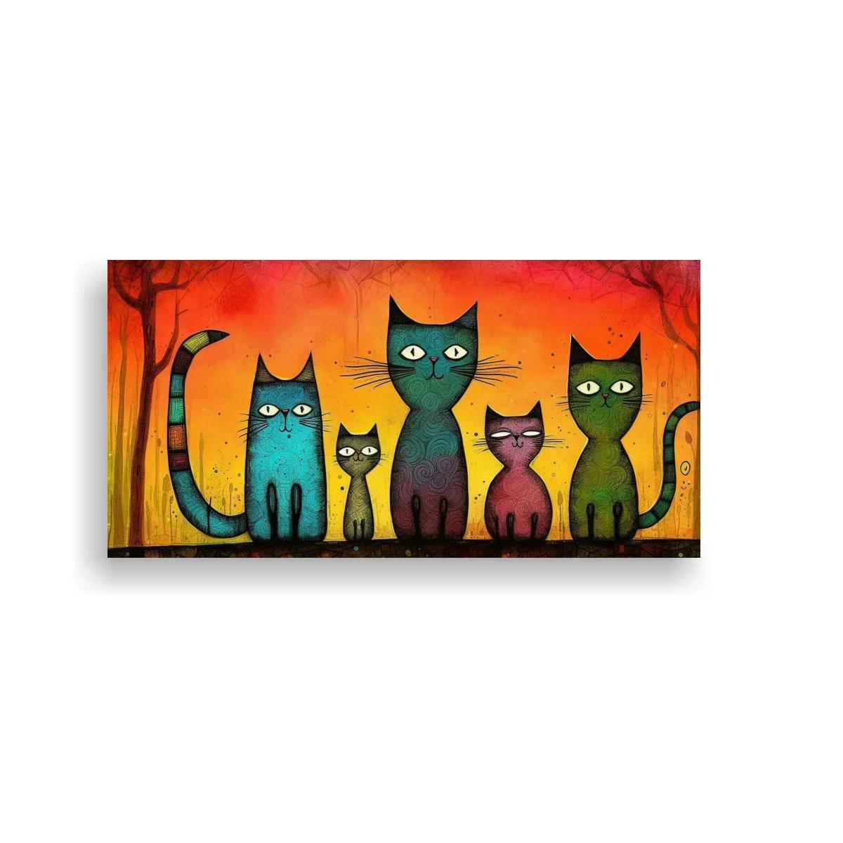 Cuadro grupo de gatos con bigotes marcados