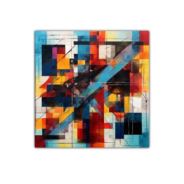 Composición abstracta vibrante con formas geométricas y color