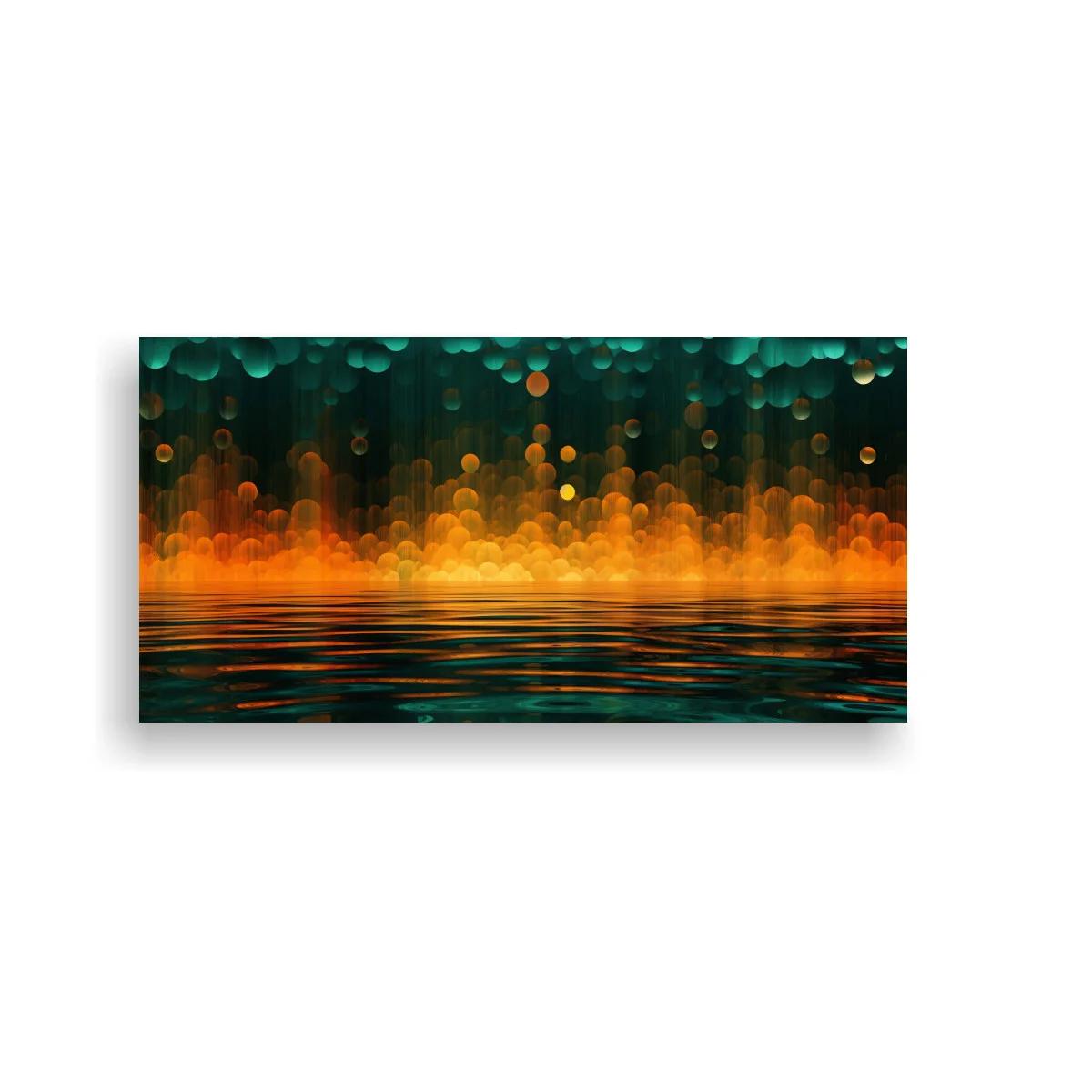 Cuadro luces reflejadas sobre agua con bokeh