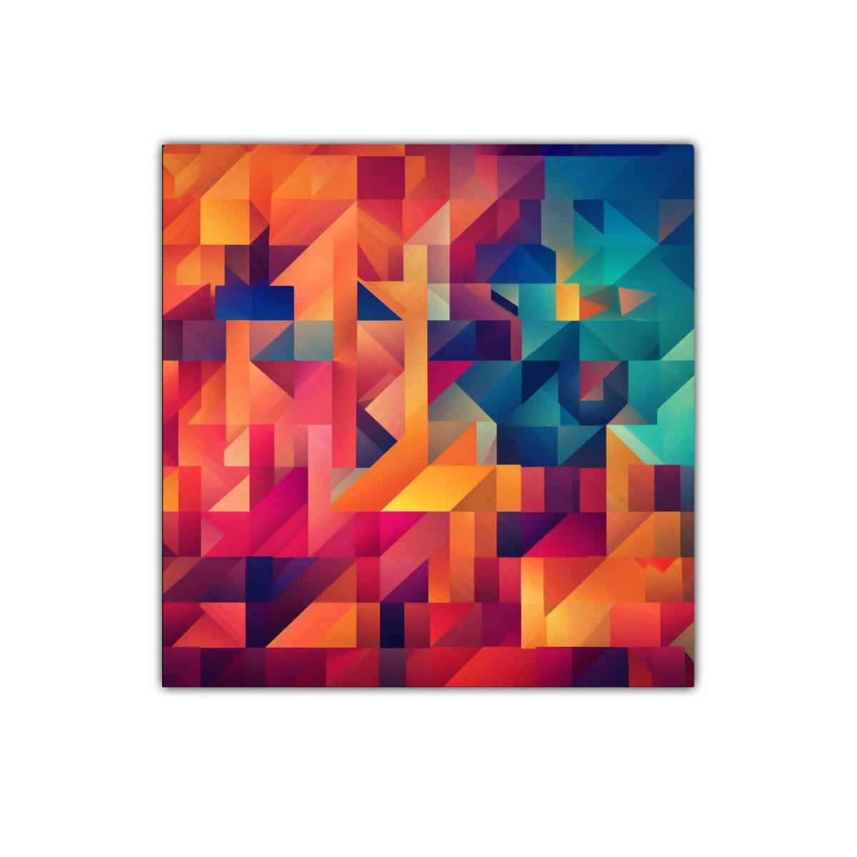 Cuadro abstracto con vibrantes tonos cálidos y fríos — miniatura 1