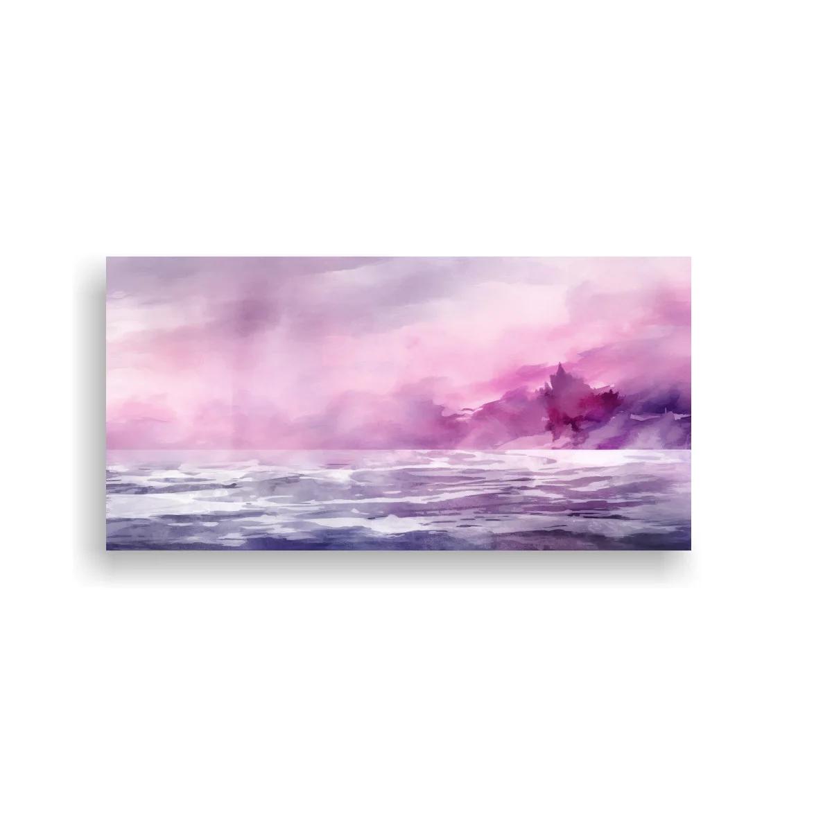 Cuadro paisaje marino abstracto en rosa y violeta