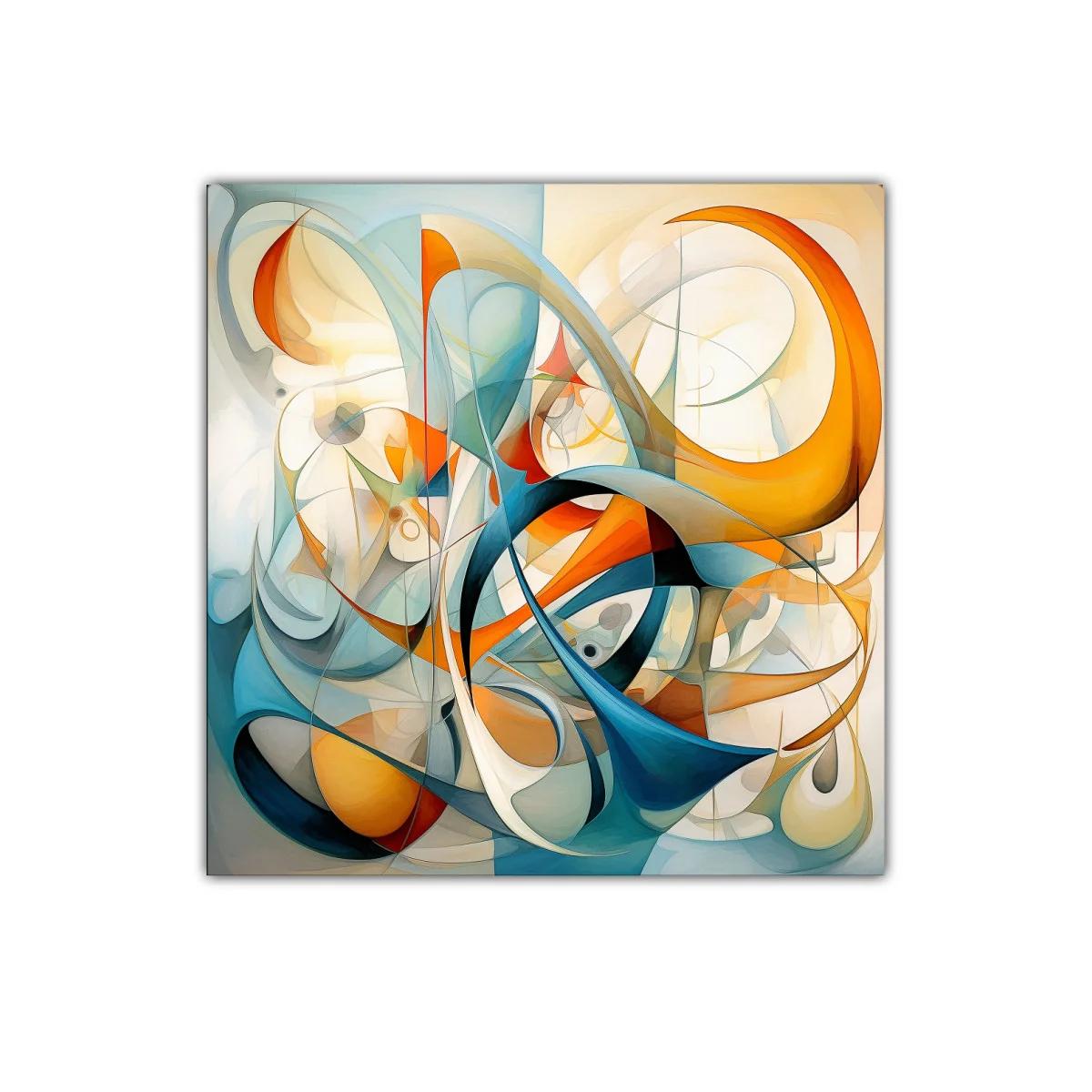 Cuadro decorativo con formas abstractas en tonos cálidos y fríos — imagen principal