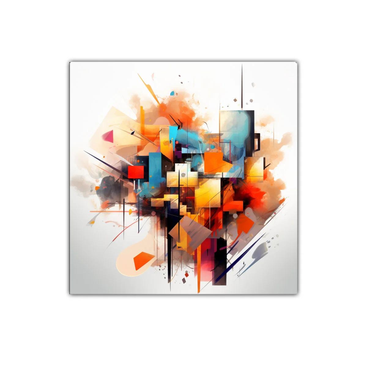 Composición abstracta vibrante con formas geométricas y colores cálidos — imagen principal