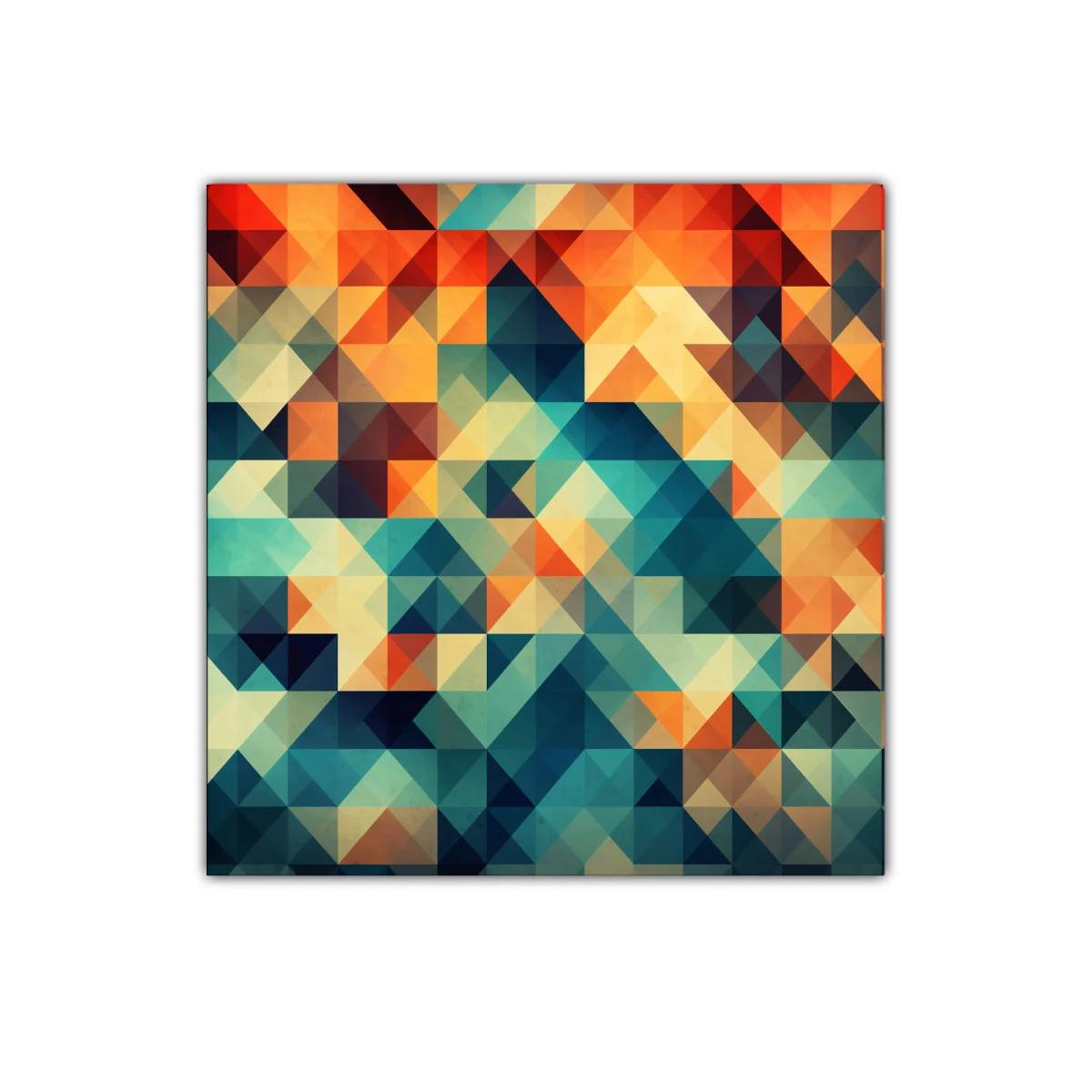 Cuadro decorativo abstracto con formas geométricas coloridas