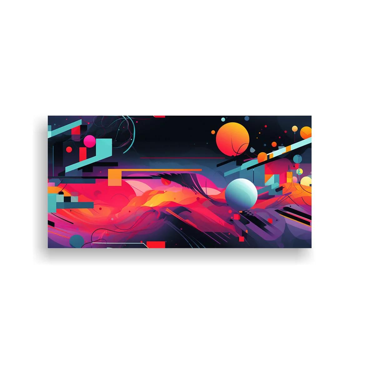 Cuadro paisaje abstracto cósmico con esferas flotantes — imagen principal