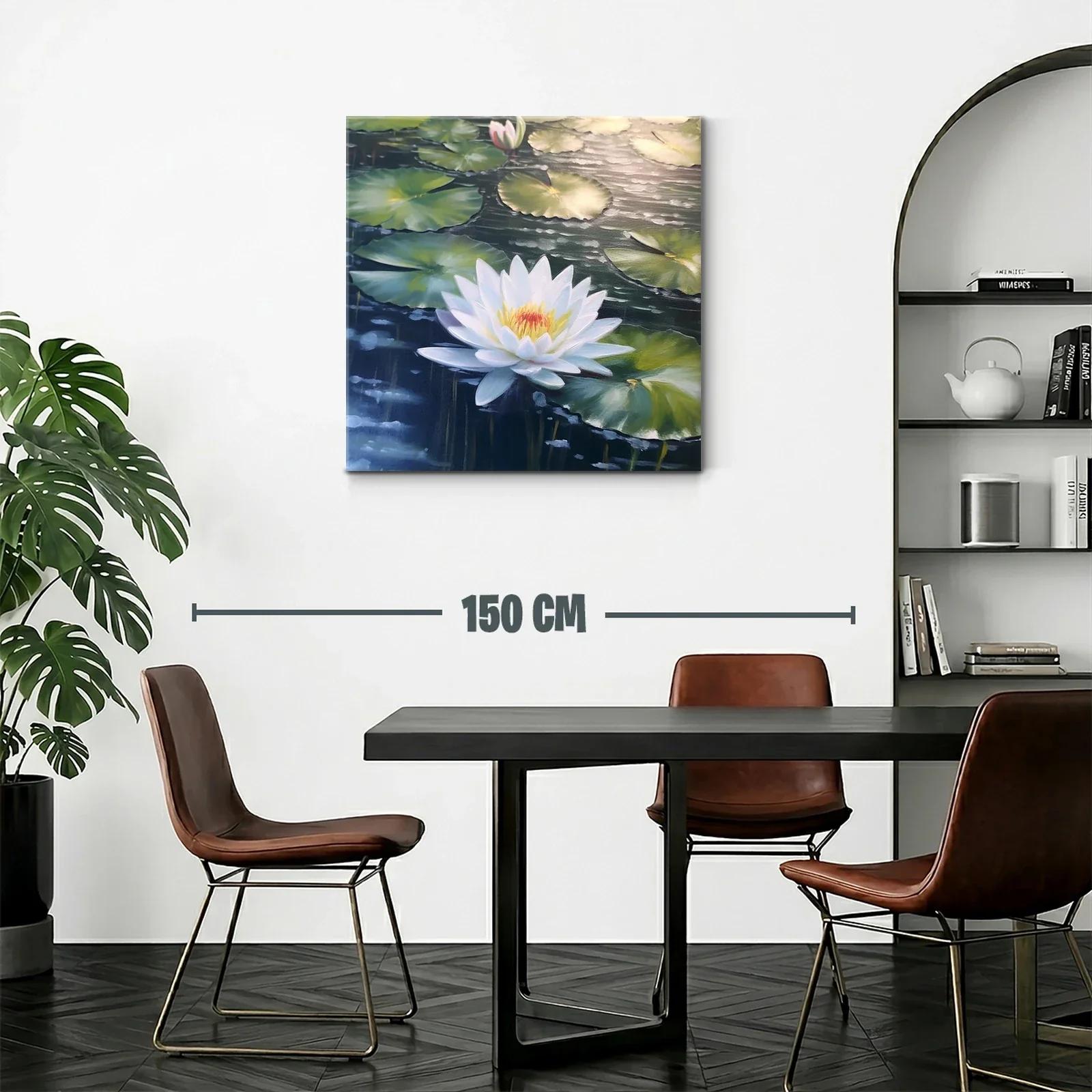 Flor de loto blanca en estanque sereno y natural — miniatura 2