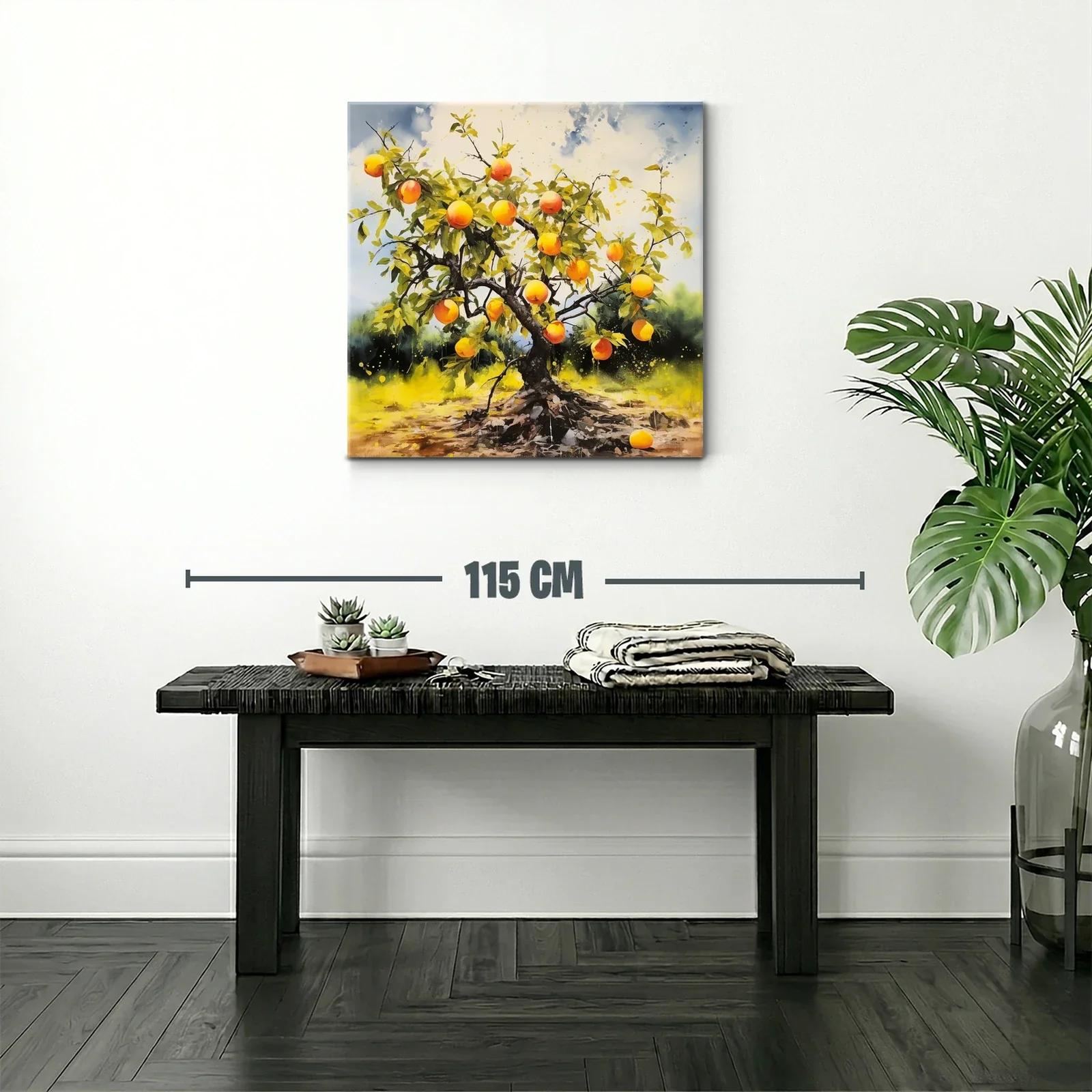 Árbol frutal con melocotones en vibrante paisaje natural — miniatura 2