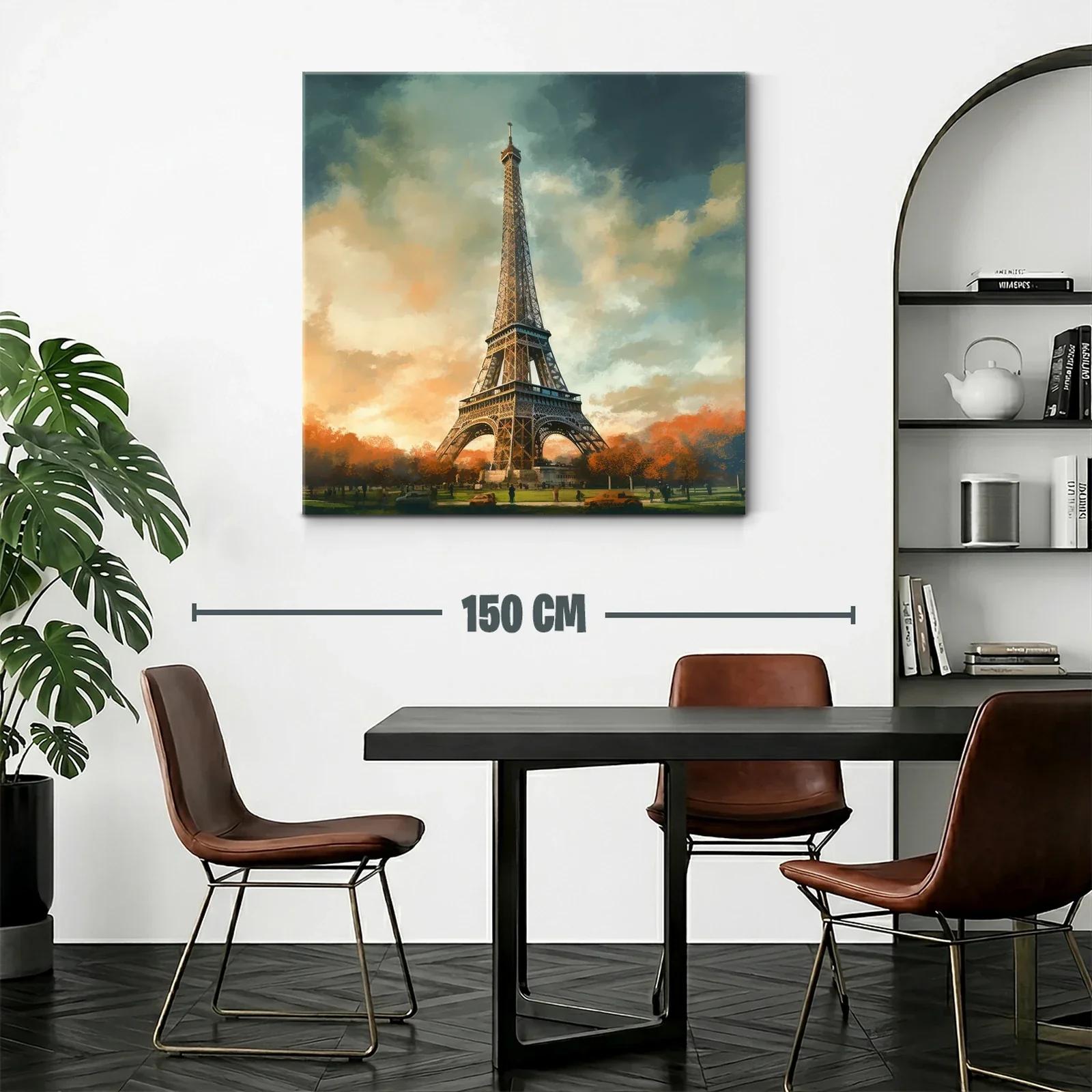 Torre Eiffel al atardecer con cielo dramático — miniatura 2