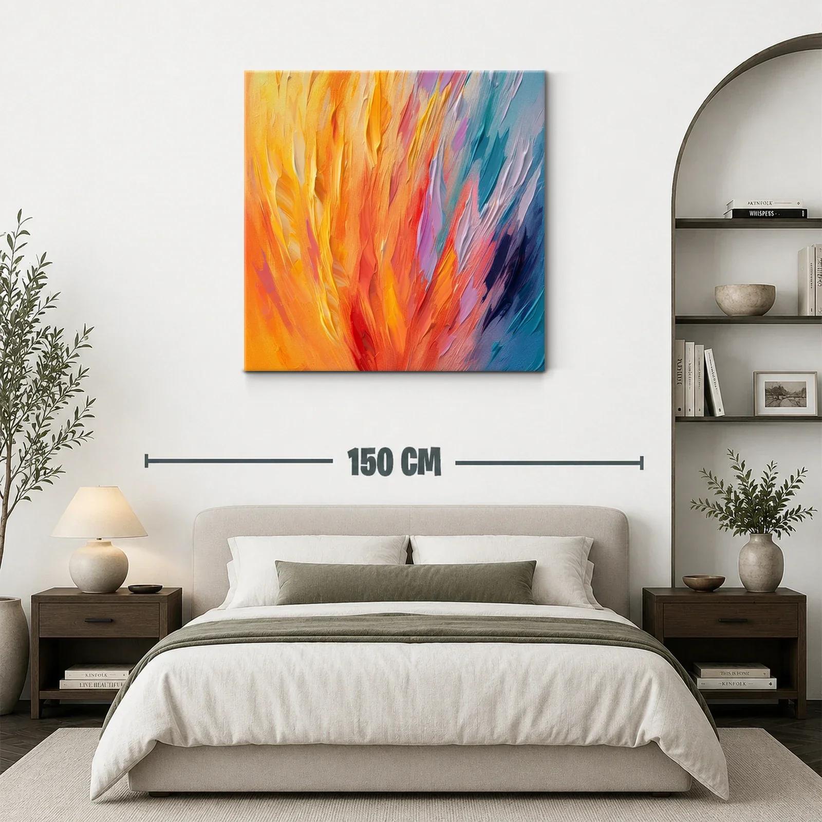 Cuadro abstracto en vibrantes tonos cálidos y fríos — miniatura 3