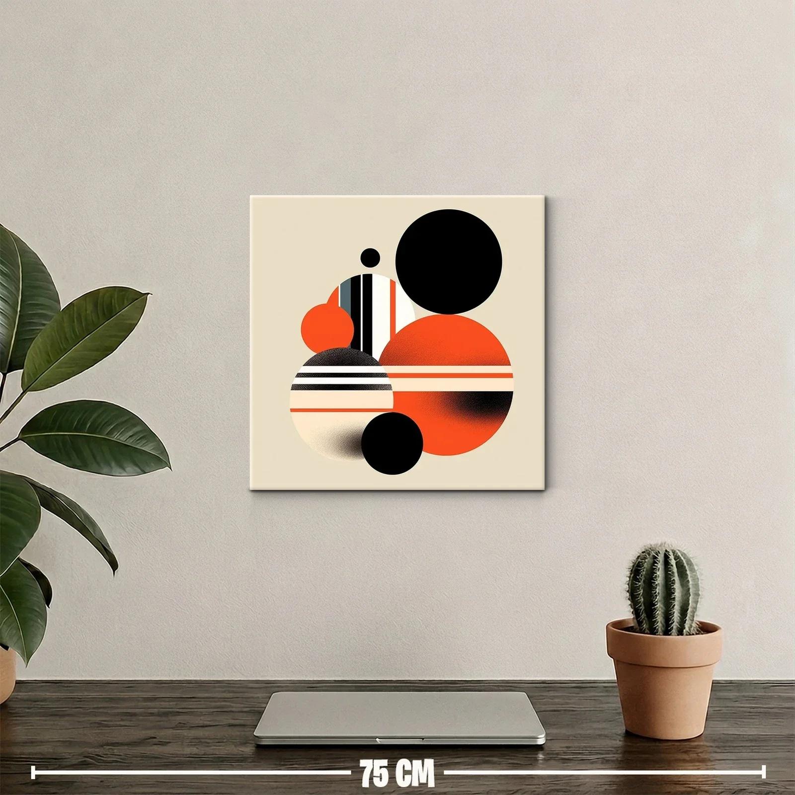 Composición geométrica con círculos en tonos negro y naranja — miniatura 2