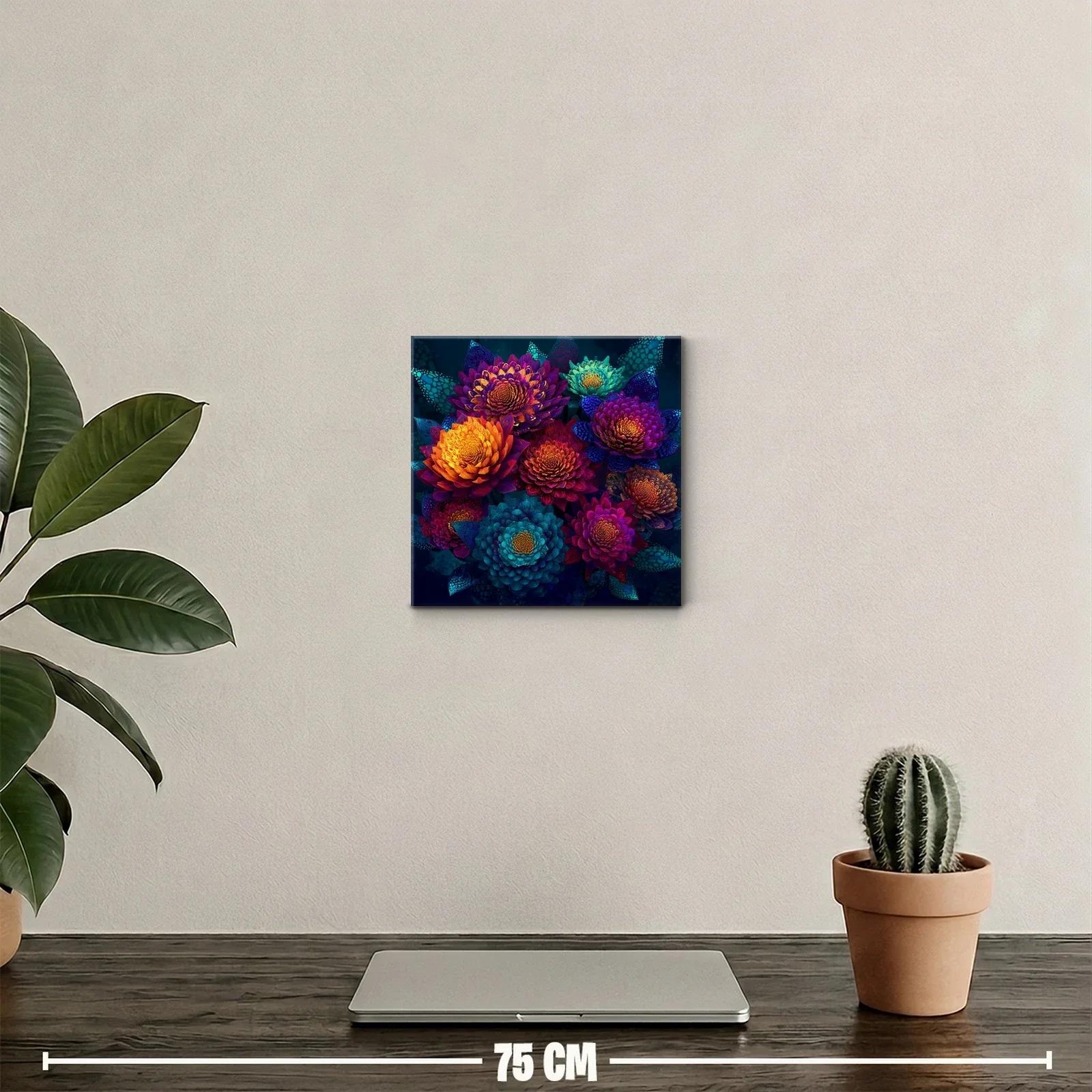 Cuadro floral vibrante con flores en tonos intensos y contrastes — miniatura 2