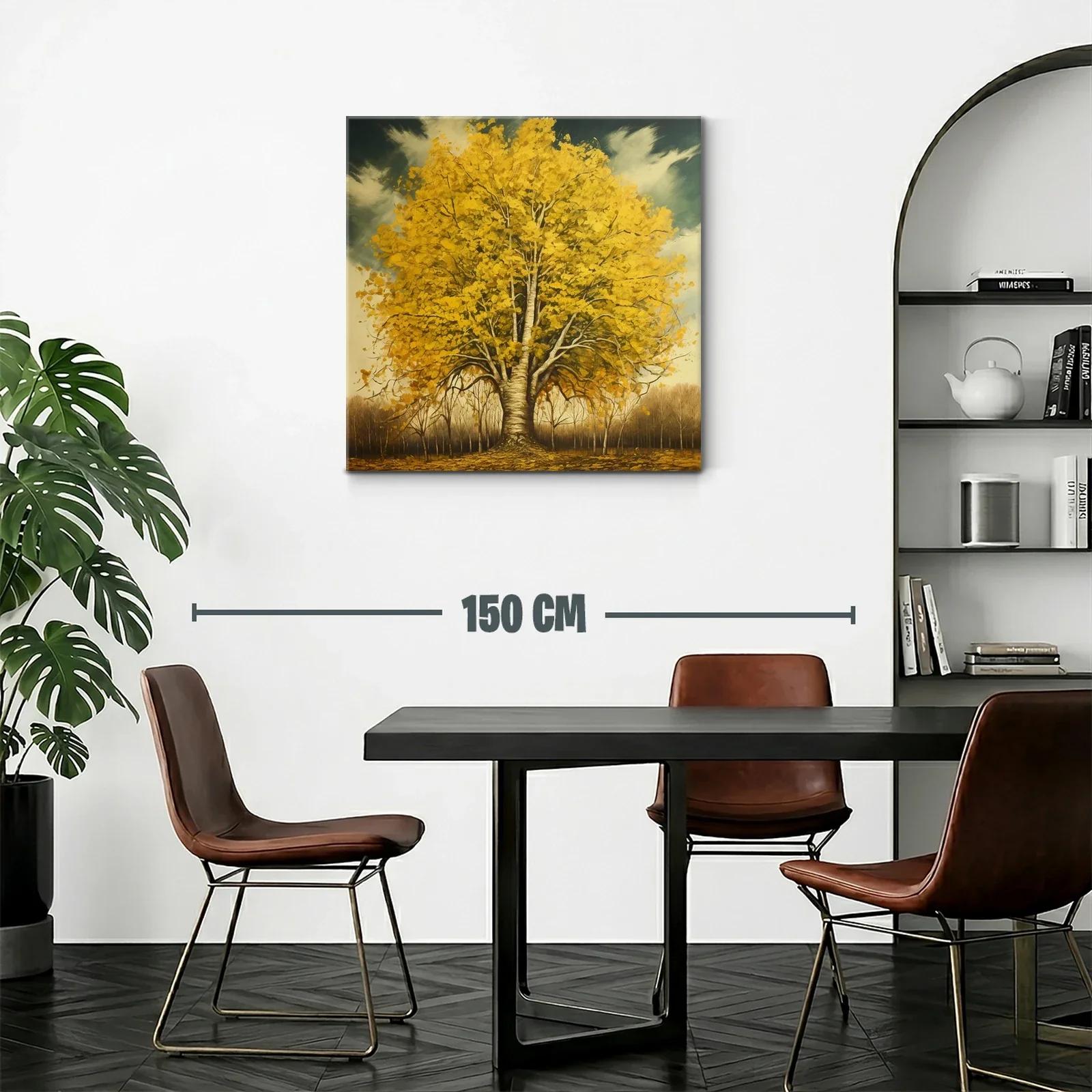 Majestuoso árbol dorado en paisaje otoñal sereno — miniatura 2