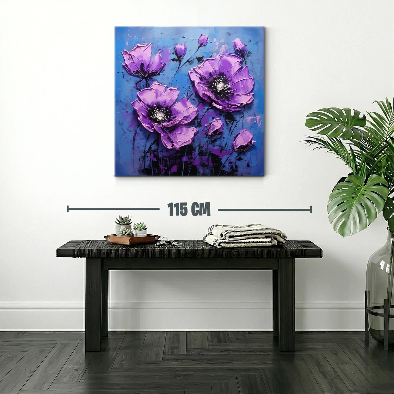 Flores Violetas Vibrantes en Fondo Azul Profundo — miniatura 2