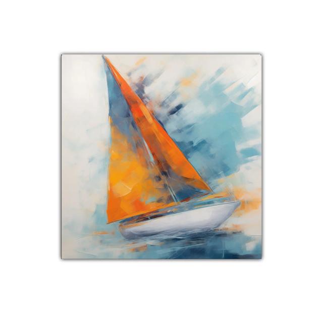 Cuadro con Decoración de Velero Naranja Dinámico