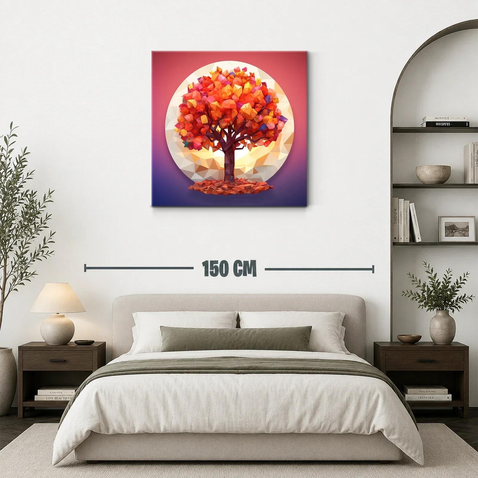 Árbol otoñal vibrante en entorno geométrico circular — miniatura 3